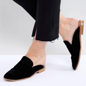 Free People At Ease Velvet Backless Loafer in Black size 38